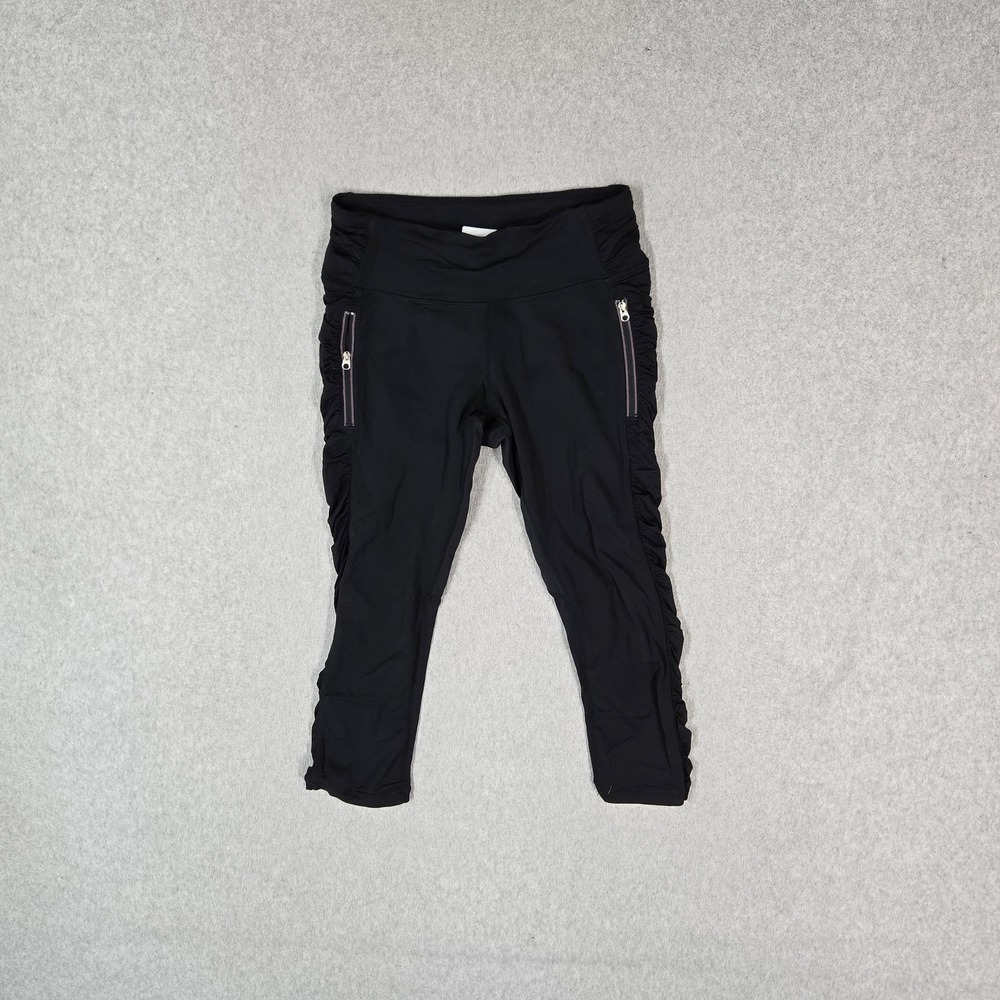 Lululemon Women Activewear Pants 4 Black Zipper The Sun Crop
